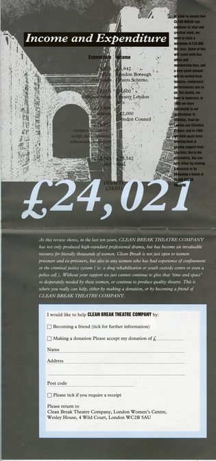 A scan of a Clean Break 10 year anniversary leaflet which is in our archive.