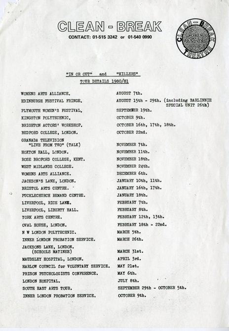 A can of the Killers and In or Out tour dates, 1980-1981 which is in our archive.