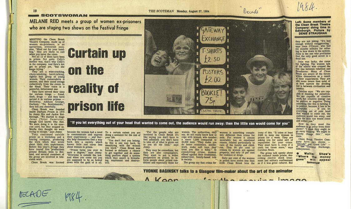 A scan of the 'Curtain up on Prison Life' cutting - Scotsman, 1984