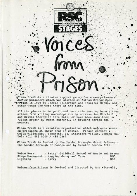 A scan of the Voices From Prison cover page for poems 1987.