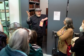 Image from our collection of Stefan Dickers giving a tour of the archives.
