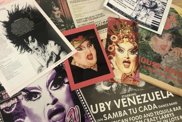 A collection of magazines and images of Drag Queen Ruby Venezuela