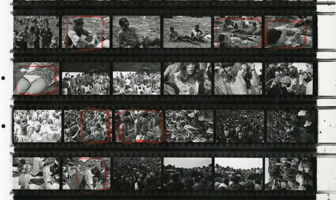 Negatives of a Rolling Stones' performance.