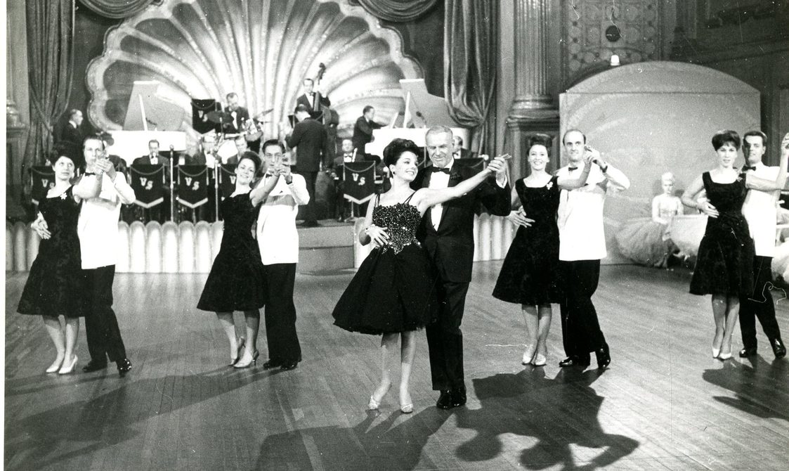 A photo from Peggy Spencer's Archive of the Penge Latin Formation Team performing in 1963.