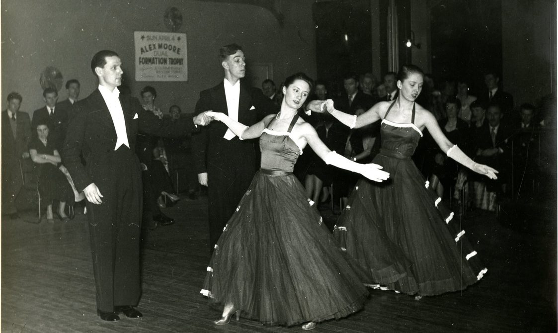 Two men and two women dancing, who were part of the original Penge team.