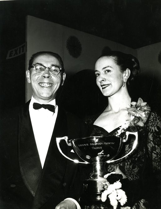 Peggy Spencer and her husband Frank. Peggy is holding a trophy, with this photo taken from the Peggy Spencer Archive.