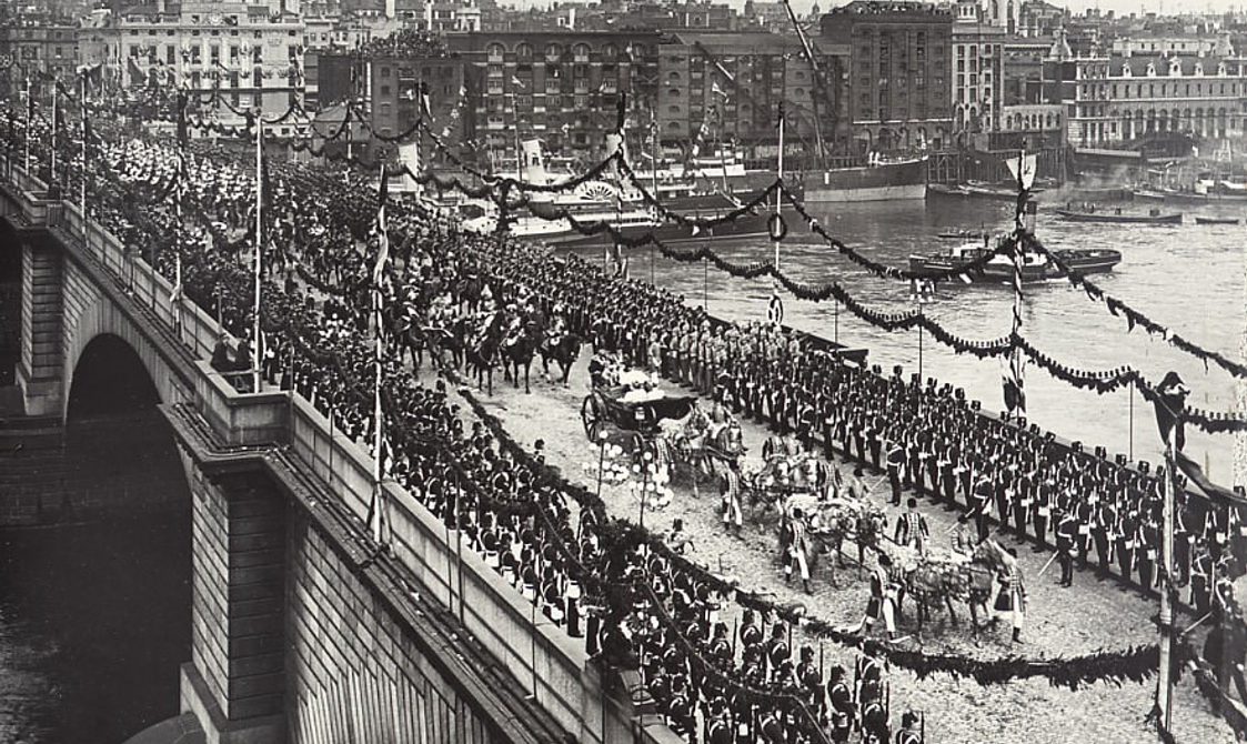 Diamond Jubilee procession crossing London Bridge in 1897