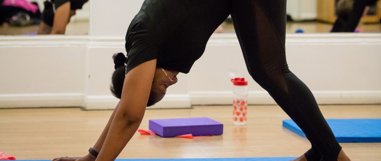 Student doing Pilates.